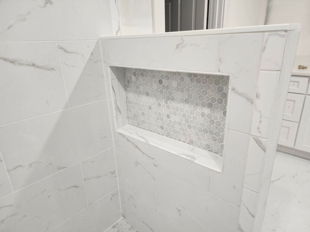 New bathroom slate and tile