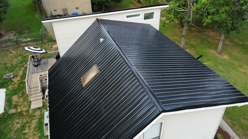 New metal roof on a housetop