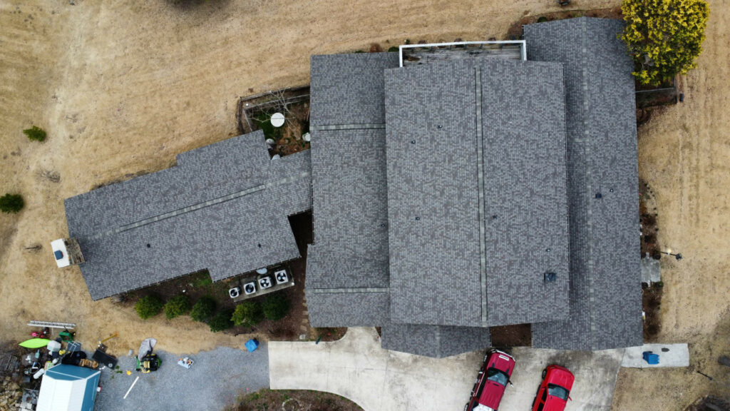 Drone flyover new residential roof