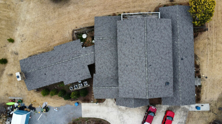 Drone flyover new residential roof
