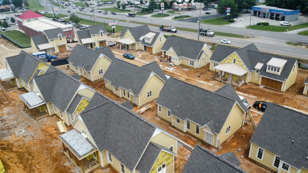 New neighborhood of houses under construction