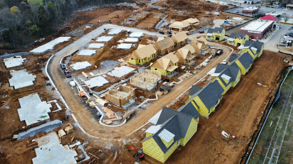 Arial view of neighborhood being built
