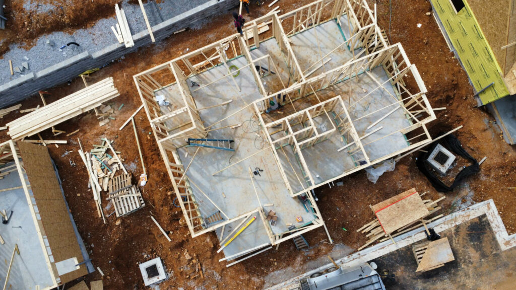 Aerial view of framing job