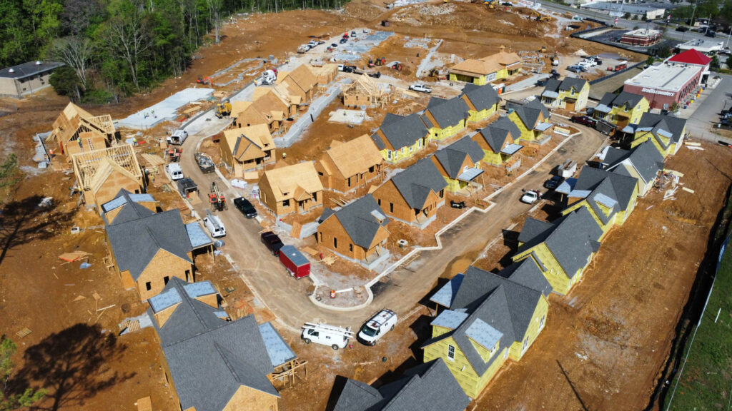 Neighborhood of homes under construction