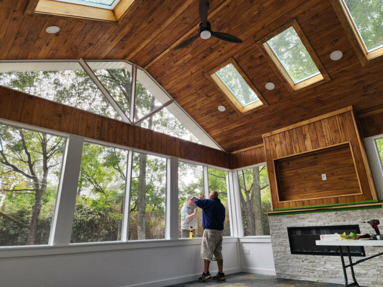 Men finishing work on new interior