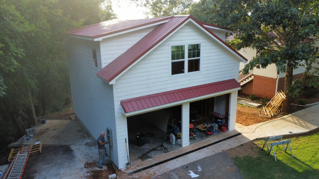 New garage house construction