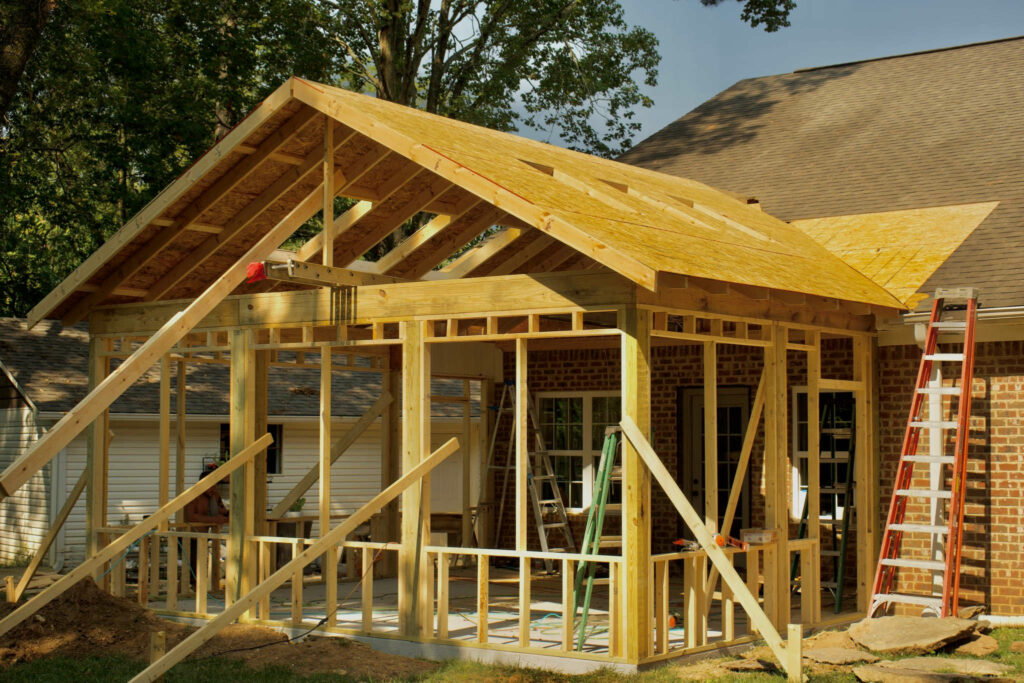 House addition framing from outside