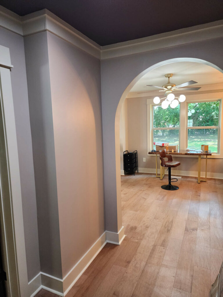 Newly painted walls in hallway