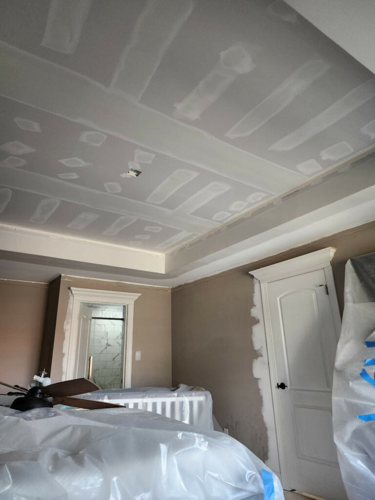 New room ceiling being work