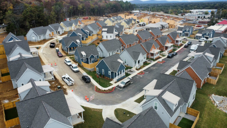 New roofing on houses in neighborhood