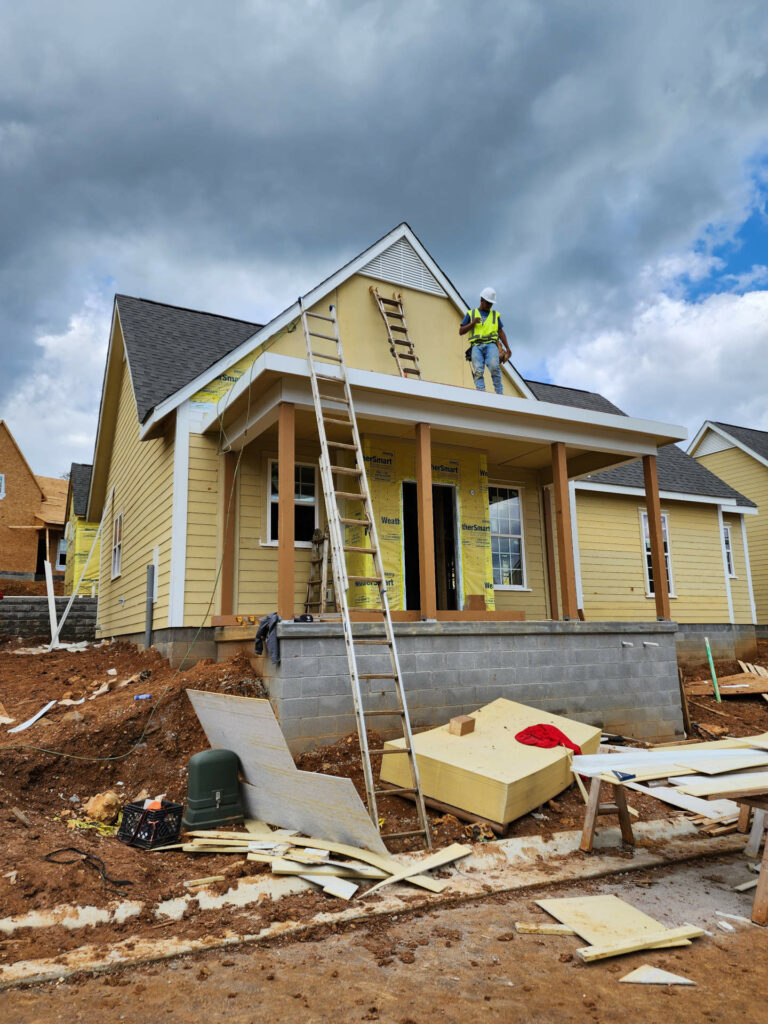 Men working on a new house